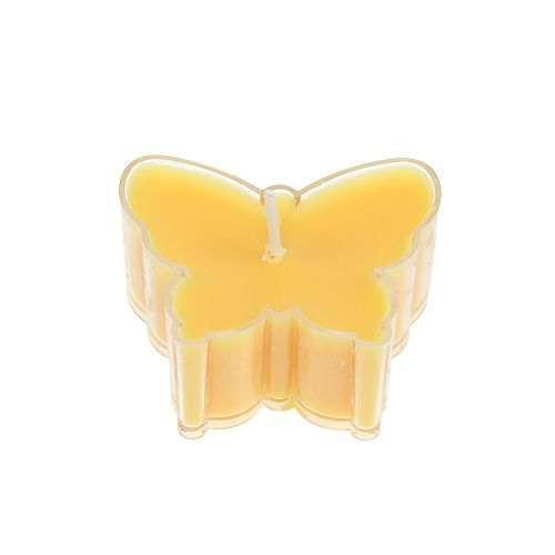 Floristik24 Scented tea light butterfly Ø4.8cm H2cm yellow 6pcs