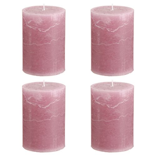 Product Solid coloured pillar candles pink old pink 70x100mm 4 pcs