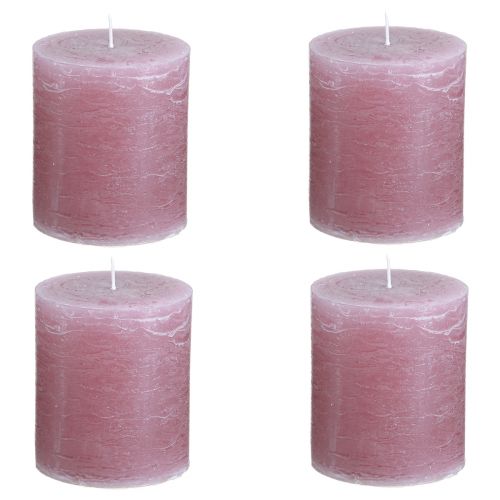 Product Solid coloured candles old pink pillar candles 70×80mm 4 pcs