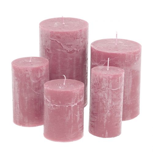 Product Solid coloured candles old pink different sizes