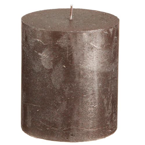 Product Solid coloured candles brown copper metallic 70×80mm 4 pcs
