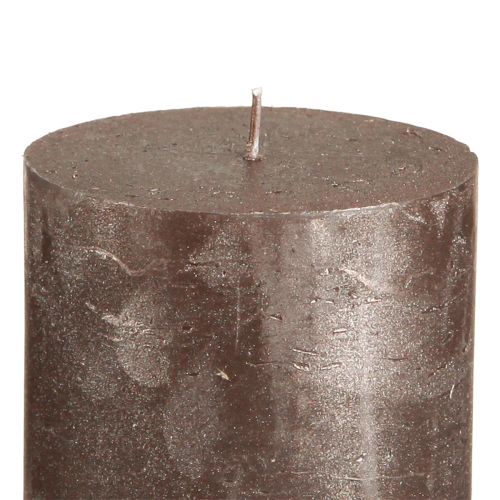 Product Solid coloured candles brown copper metallic 70×80mm 4 pcs