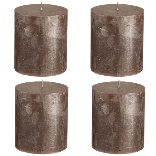 Product Solid coloured candles brown copper metallic 70×80mm 4 pcs