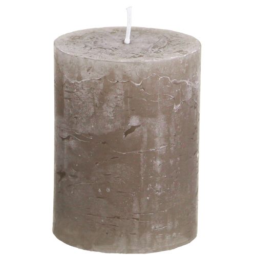 Product Solid coloured candles brown pillar candles 60×80mm 4 pcs