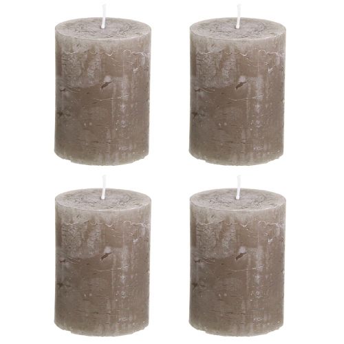 Product Solid coloured candles brown pillar candles 60×80mm 4 pcs