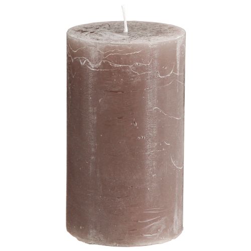 Product Solid coloured candles brown pillar candles 70×120mm 4 pcs