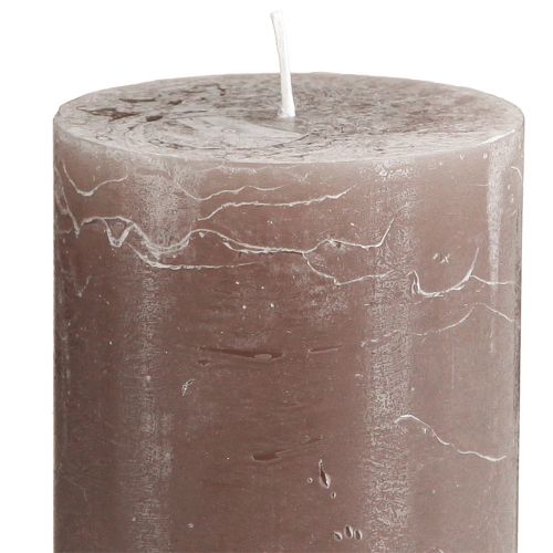Product Solid coloured candles brown pillar candles 70×120mm 4 pcs