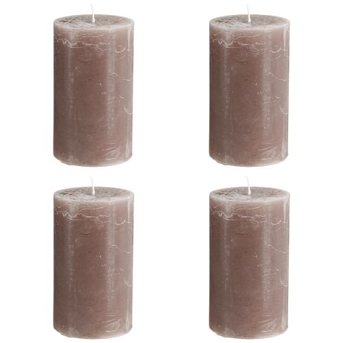 Product Solid coloured candles brown pillar candles 70×120mm 4 pcs