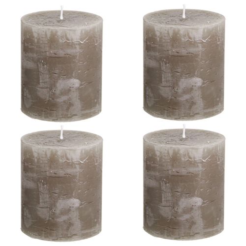 Product Solid coloured candles brown pillar candles 70×80mm 4 pcs
