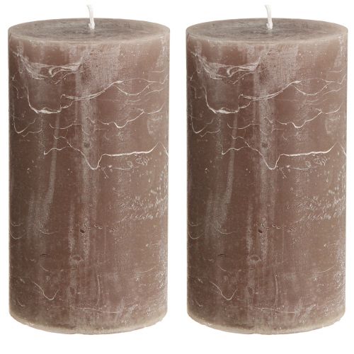 Product Solid coloured candles brown pillar candles 85×150mm 2 pcs
