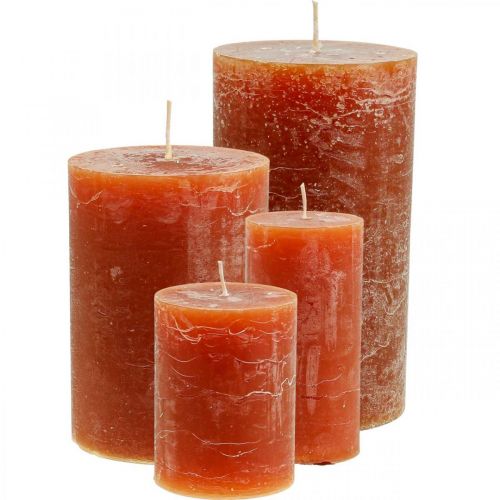Solid coloured candles red-brown various sizes