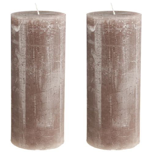 Product Solid coloured candles Brown pillar candles 85x200mm 2 pcs