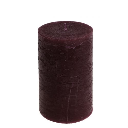 Solid colored candles burgundy 85x150mm 2pcs
