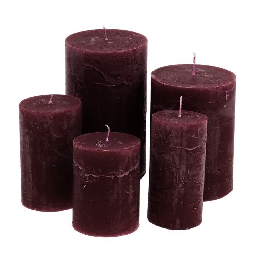 Floristik24 Colored candles burgundy different sizes
