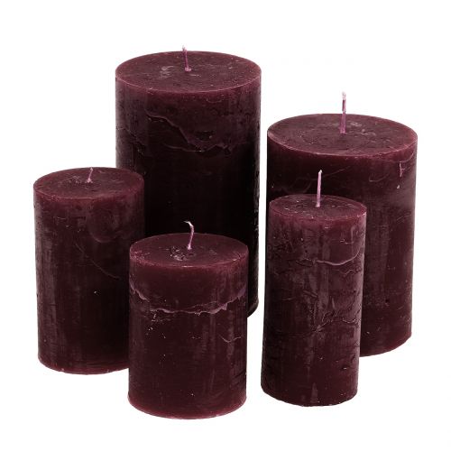 Solid coloured candles burgundy different sizes