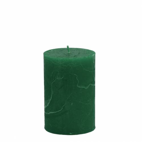 Floristik24 Solid colored candles dark green 70x100mm 4pcs