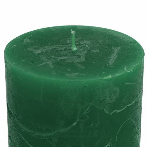 Floristik24 Solid colored candles dark green 70x120mm 4pcs