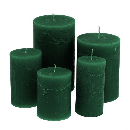 Floristik24 Colored candles Dark green different sizes