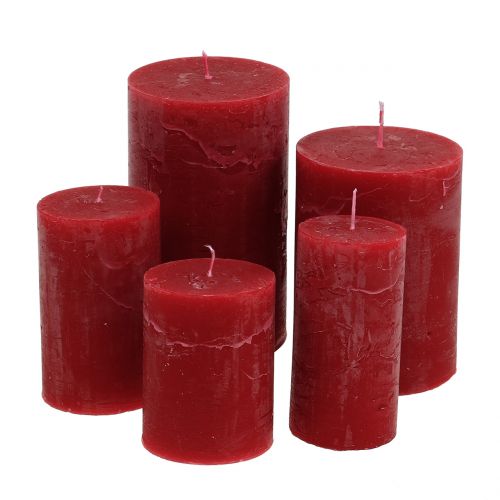 Product Solid coloured candles dark red different sizes