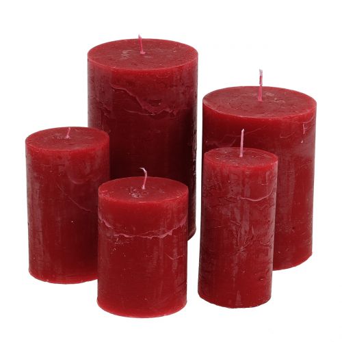 Floristik24 Solid colored candles dark red different sizes