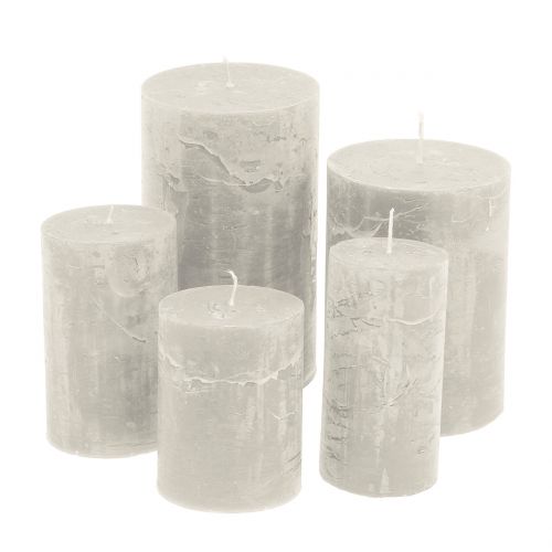 Product Solid coloured candles grey different sizes