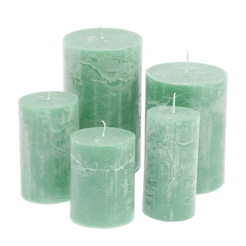 Product Solid coloured candles light green different sizes