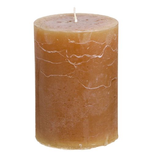 Solid coloured candles caramel pillar candles 70×100mm 4 pcs