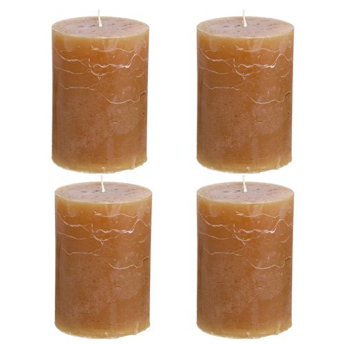Product Solid coloured candles caramel pillar candles 70×100mm 4 pcs