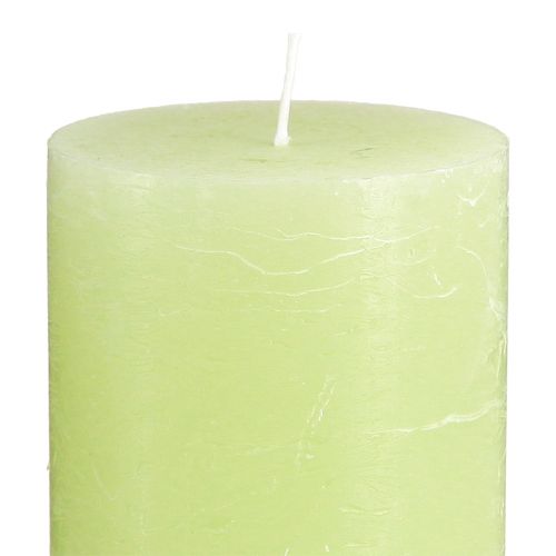 Product Solid coloured candles lime green pillar candles 70×120mm 4 pcs