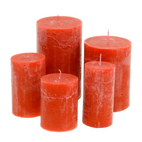Solid coloured candles orange different sizes