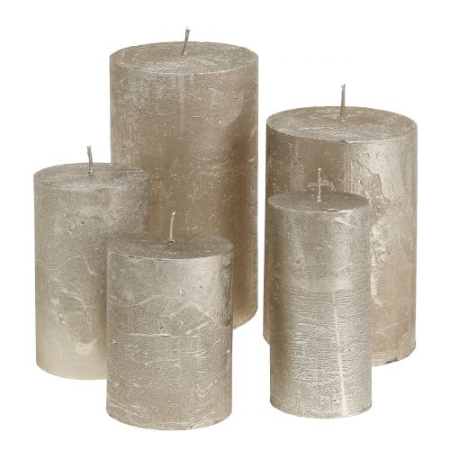 Floristik24 Colored candles platinum different sizes