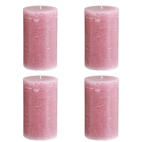 Product Solid coloured candles pink pillar candles old pink 70×120mm 4 pcs