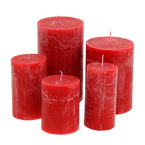 Product Solid coloured candles red different sizes