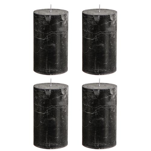Product Solid coloured candles black pillar candles 70×120mm 4 pcs