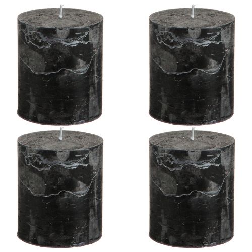 Product Solid coloured candles black pillar candles 70×80mm 4 pcs