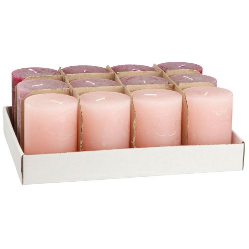 Product Solid Colored Candles Pillar Pink Berry 70x100mm 12 Pcs