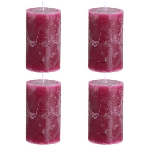 Product Solid coloured candles pillar candles Berry 60x100mm 4 pcs