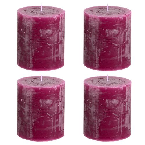 Product Solid coloured candles Berry pillar candles purple 70×80mm 4 pcs
