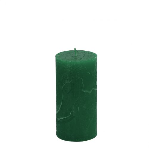 Solid-colored candles dark green 50x100mm 4 pcs