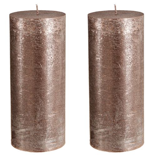 Product Solid coloured pillar candles copper 85mmx200mm 2 pcs