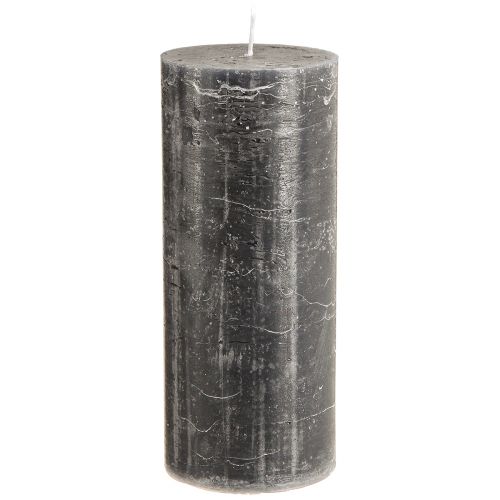 Solid coloured pillar candles in anthracite 85x200mm 2 pcs