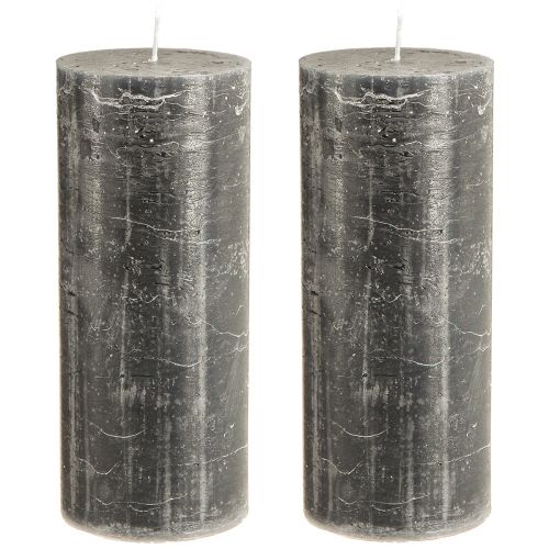 Product Solid coloured pillar candles in anthracite 85x200mm 2 pcs