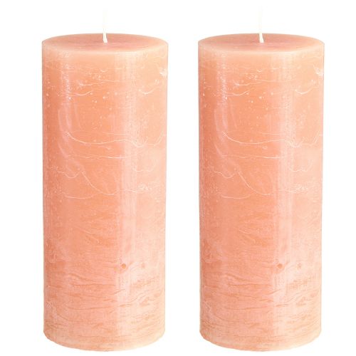 Product Solid coloured pillar candles in peach 85x200mm 2 pcs