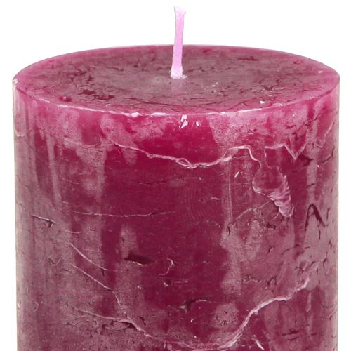 Product Solid coloured pillar candles 3 colours Berry 60×100mm 12 pcs