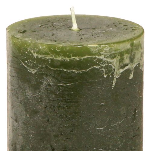 Product Solid coloured pillar candles 3 colours green 60×100mm 12 pcs