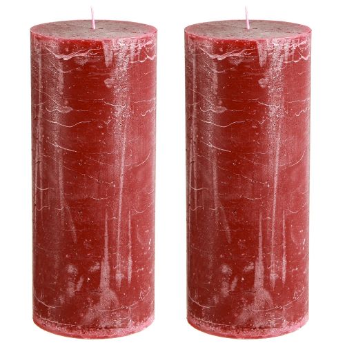 Product Solid coloured pillar candles dark red 85x200mm 2 pcs