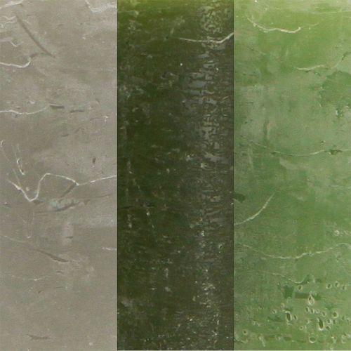 Floristik24 Solid coloured pillar candles green 3 colours 50x100mm 12 pcs