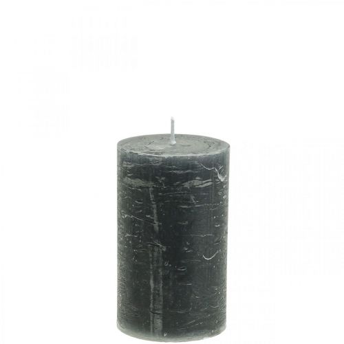 Product Solid coloured candles anthracite pillar candles 60×80mm 4pcs