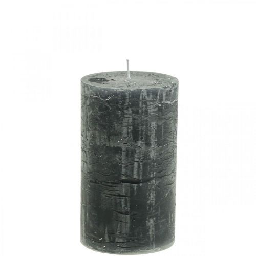 Solid-colored candles anthracite pillar candles 70×120mm 4 pcs