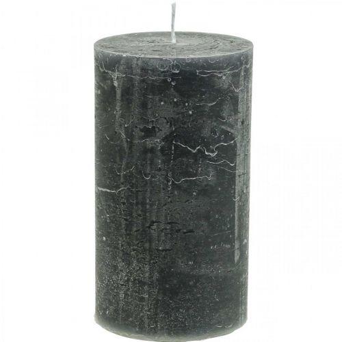 Floristik24 Solid colored candles anthracite pillar candles 85×150mm 2pcs